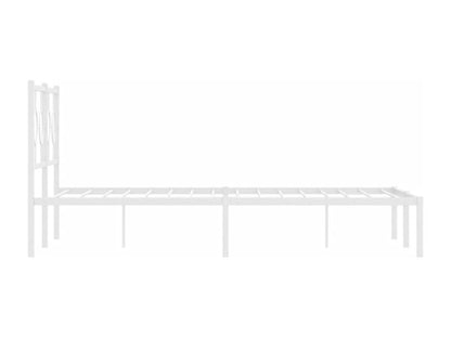 Metal bed frame without mattress and white headboard 140x190 cm