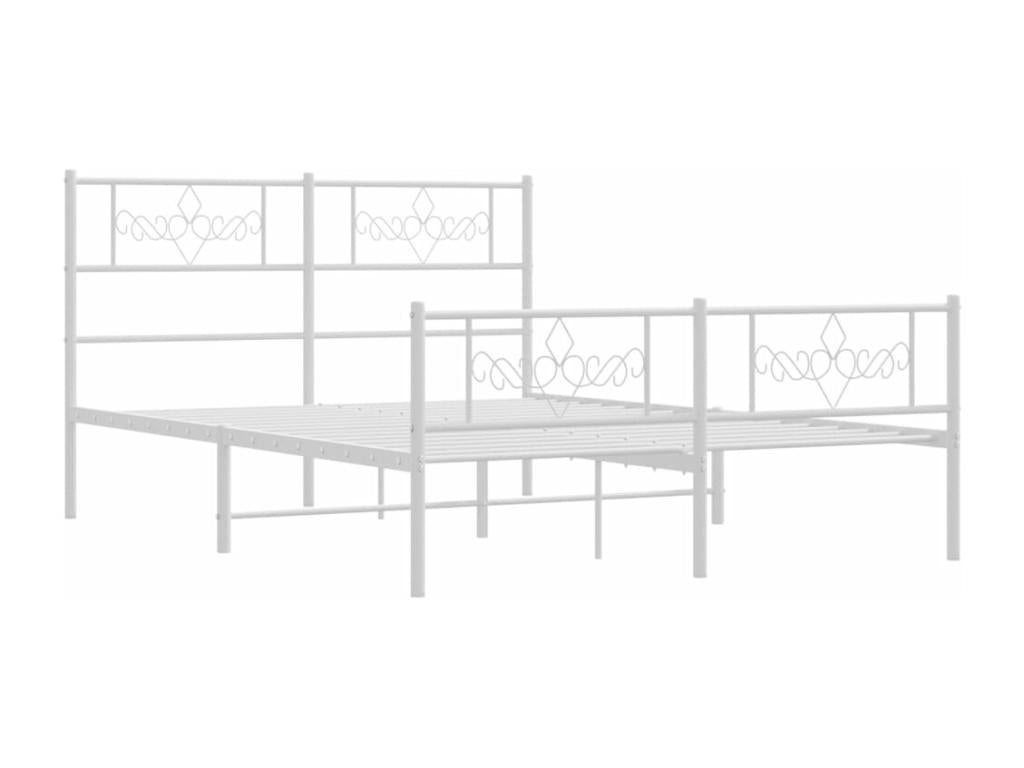 Metal bed frame with headboard and footboard, white, 135x190