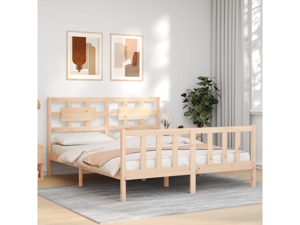 Homzora bed frame with headboard, solid wood size