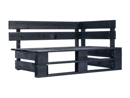 Two-seater pallet sofa with cushions, black impregnated pine