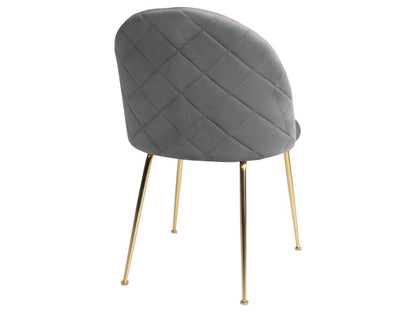 Meubiana Grey velvet dining chair with brass legs.