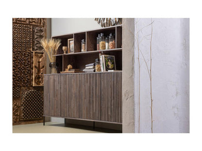 ENGRAVING - Brown ash veneered wooden sideboard