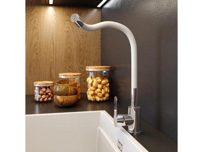 Meubiana White Kitchen Mixer with Flexible Spout