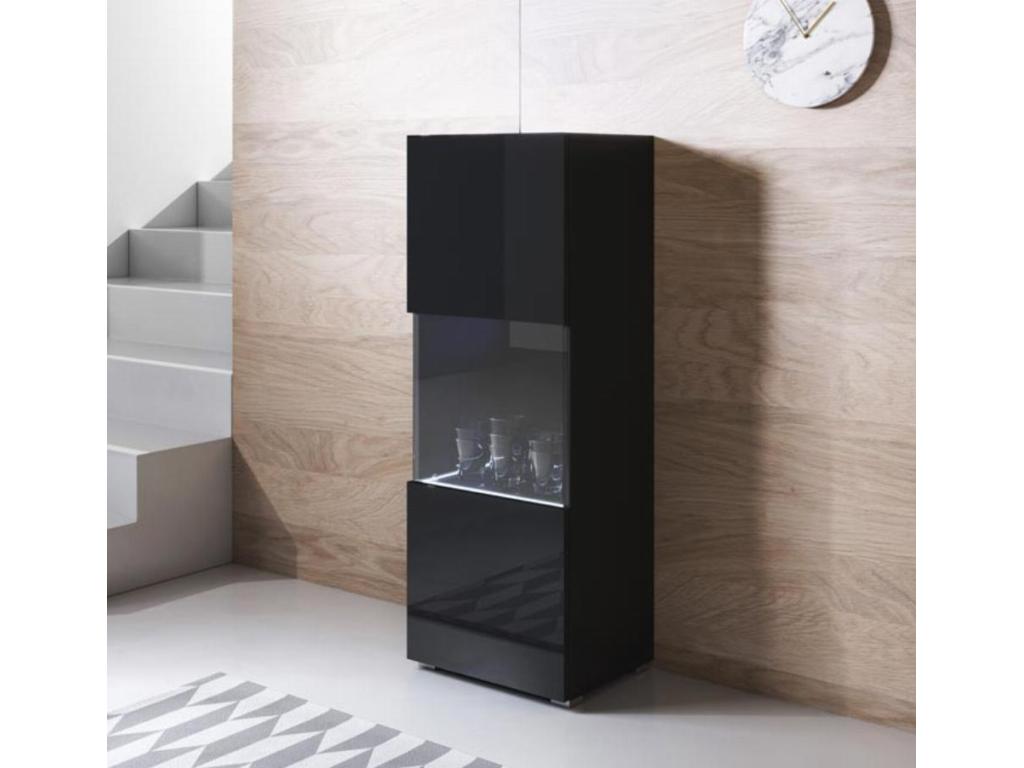 Homzora V3 Black Display Cabinet for Living Room/Dining Room with LED Lighting, 40x29x128cm