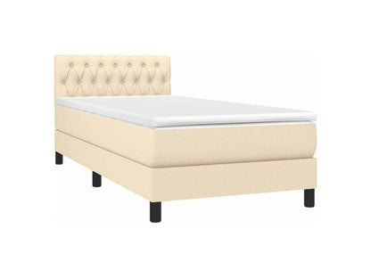 Homzora bed base with 90x200 Cream fabric mattress