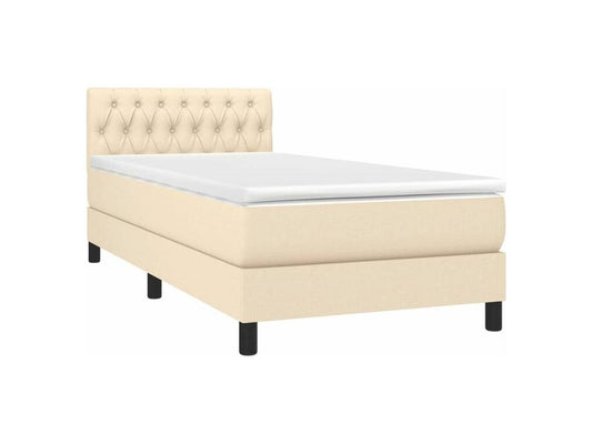 Homzora bed base with 90x200 Cream fabric mattress