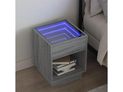Meubiana bedside table with infinity LED, grey, 40x40x50 cm
