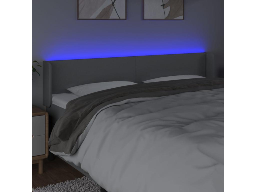 Light Grey LED Headboard 163x16x78/88 cm Fabric