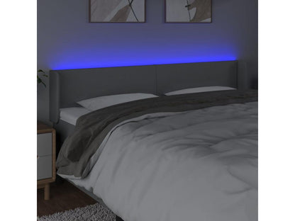 Light Grey LED Headboard 163x16x78/88 cm Fabric