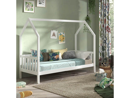 CABIN - Cabin Bed with Guardrails 90x200cm in Solid White Lacquered Pine