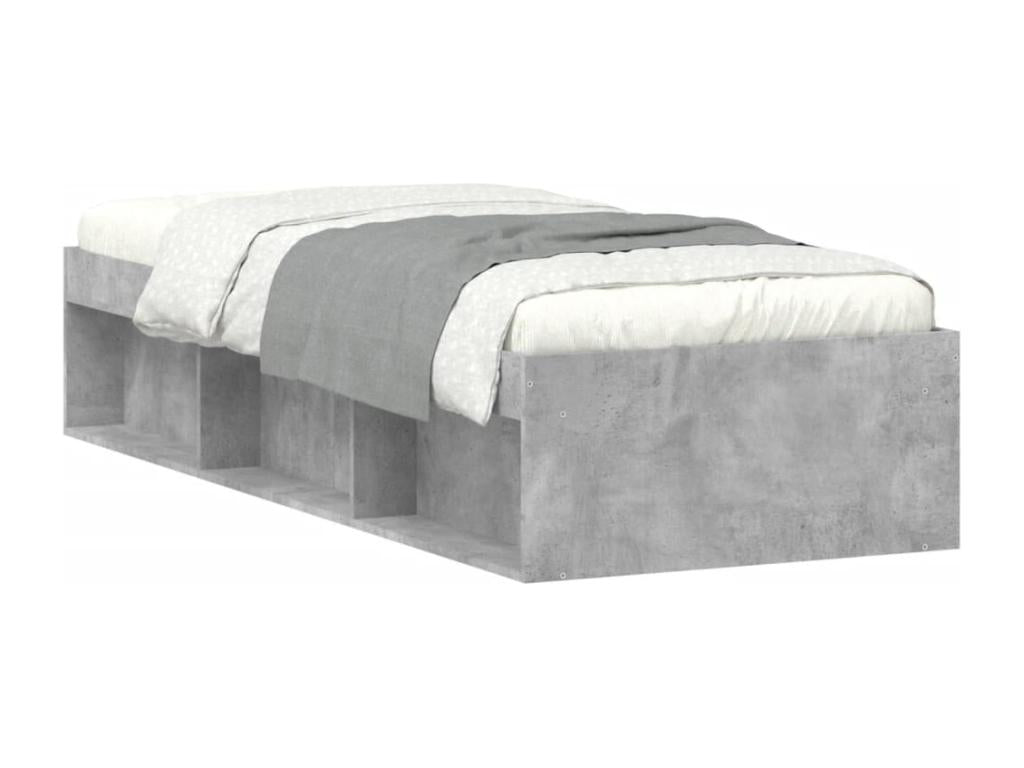 Bed frame without mattress concrete gray 75x190 cm