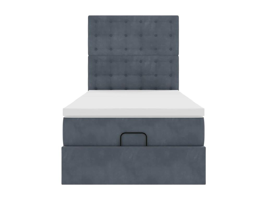 Ottoman bed frame with dark grey 90x190 cm velvet mattress
