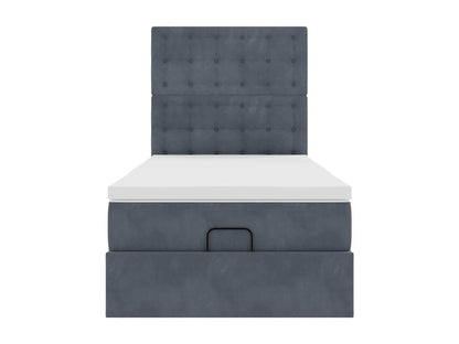 Ottoman bed frame with dark grey 90x190 cm velvet mattress
