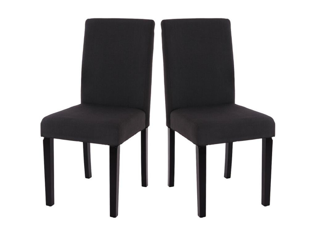Set of 4 Homzora dining chairs in black and grey fabric with dark legs
