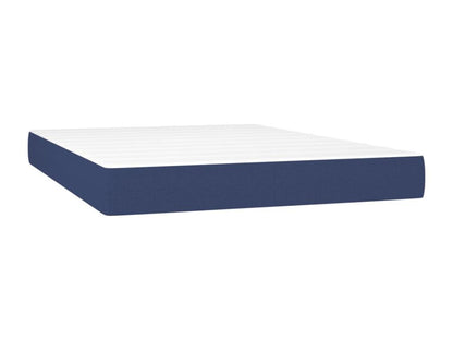 Upholstered bed base with mattress, blue, 140x190 cm, fabric