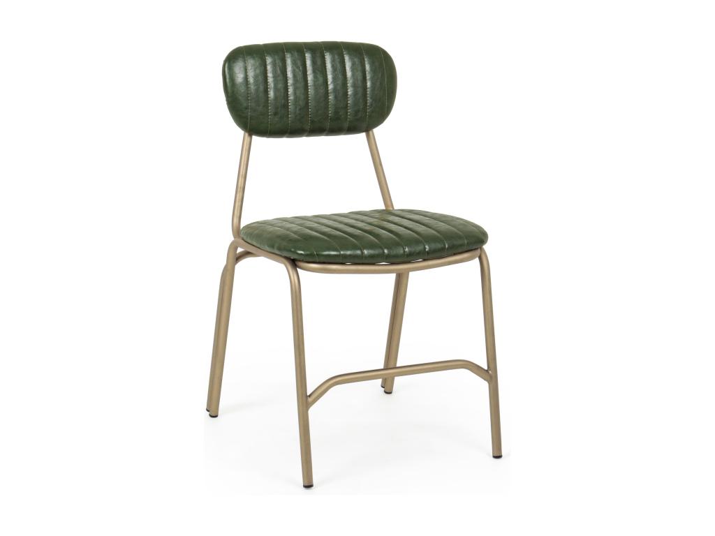 Meubiana Dark Green and Gold Steel Chair - Set of 2