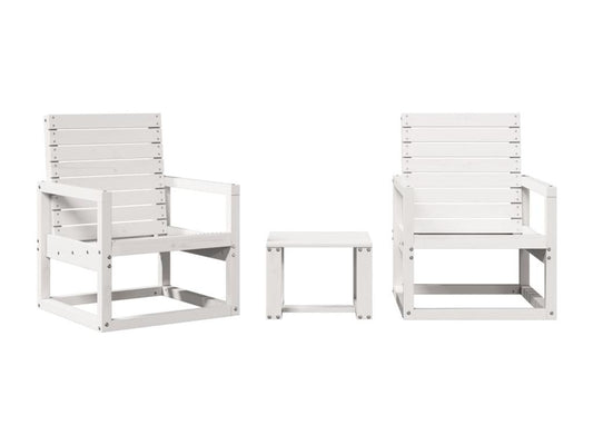 3-piece white solid pine wood garden furniture set