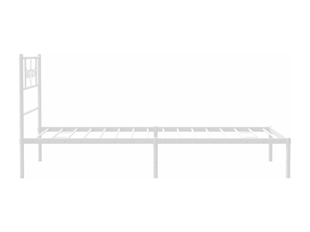 Metal bed frame with white headboard 75x190