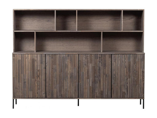ENGRAVING - Brown ash veneered wooden sideboard