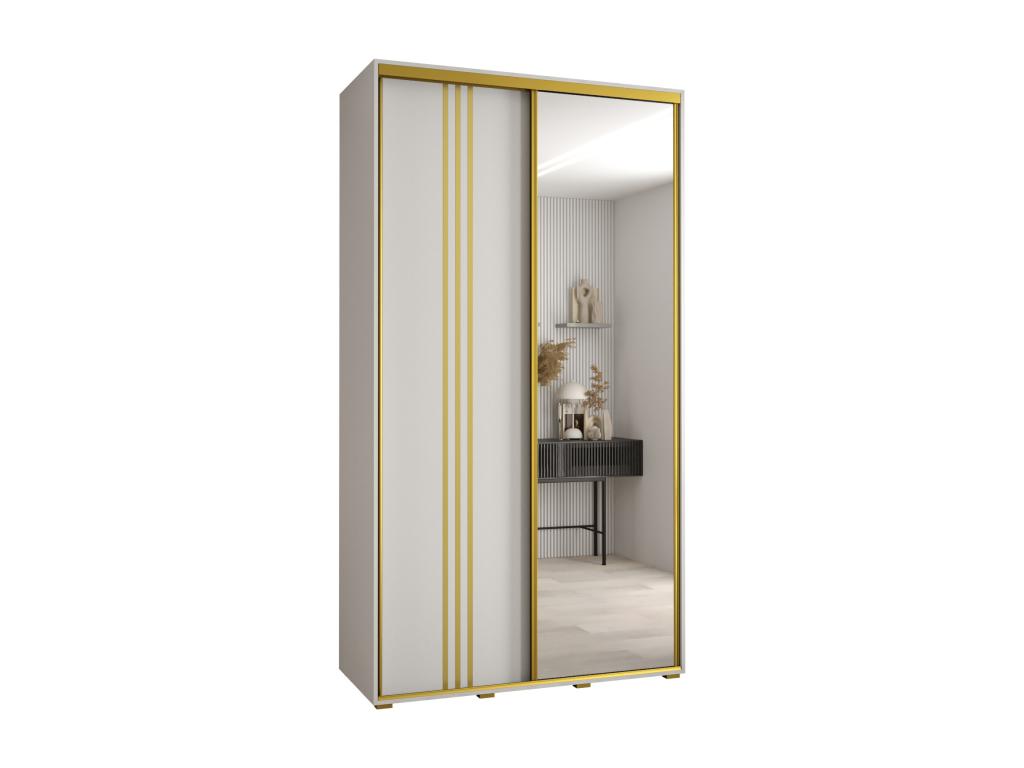 Homzora 7 Sliding Door Wardrobe 235.2/130/60 2 Doors White/White/Gold