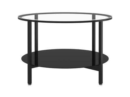 Black and transparent tea table, 70cm, tempered glass