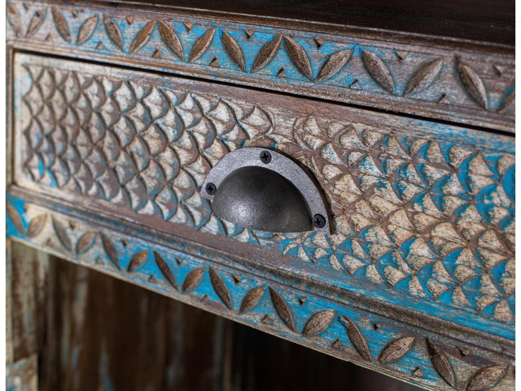 170 cm sideboard in aged blue mango wood