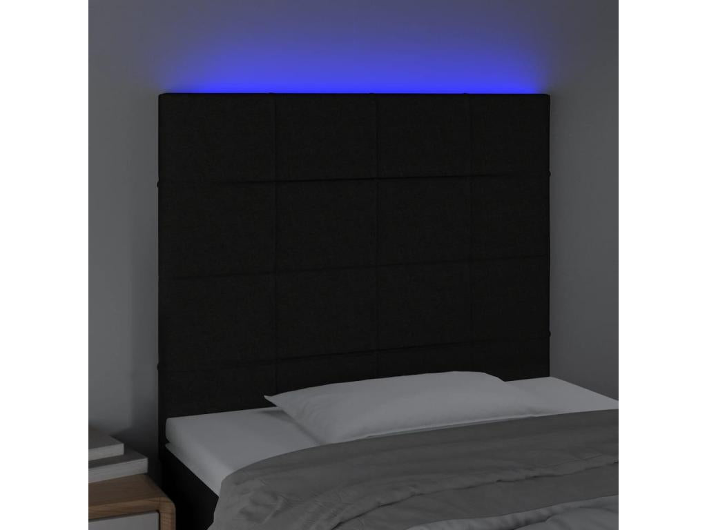 Black LED Headboard 80x5x118/128 cm Fabric