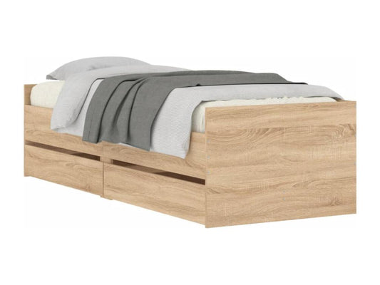 Homzora oak bed frame (75x190 cm) without mattress
