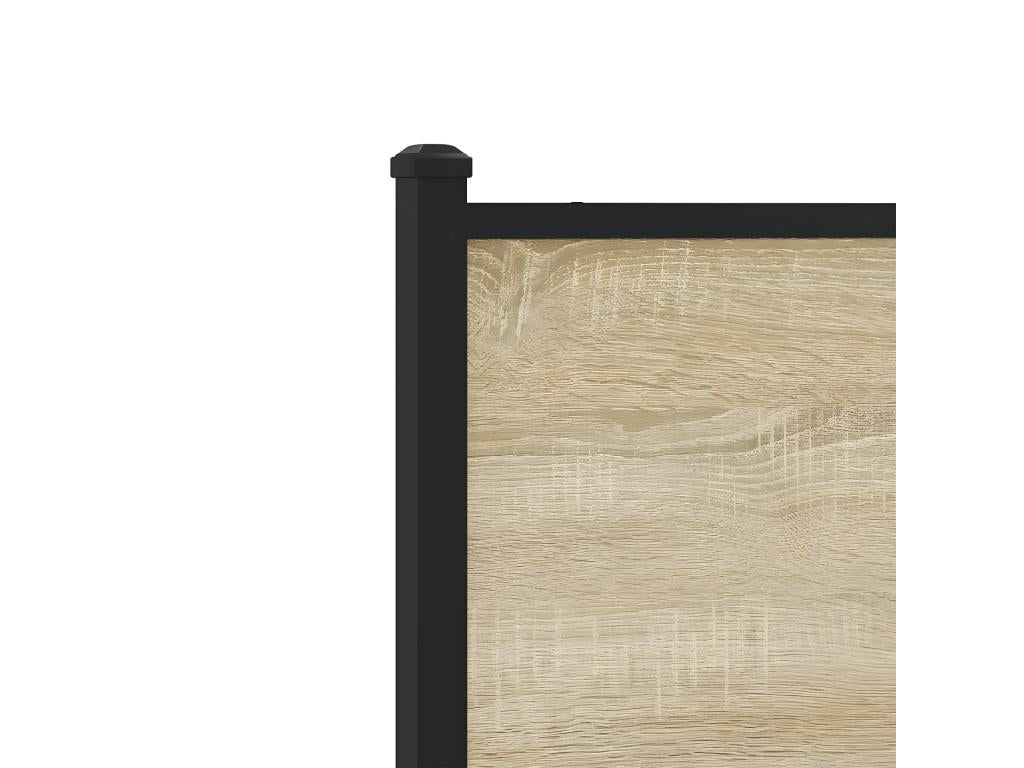 Metal bed frame with oak headboard, Homzora, 150x200 cm