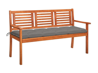 3-seater garden bench with cushion, 150cm, eucalyptus wood, 23
