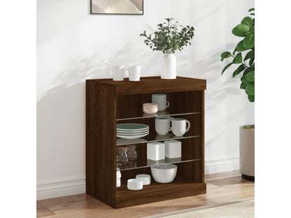 Buffet with Homzoraères LED lights, brown oak, 60.5x37x67 cm
