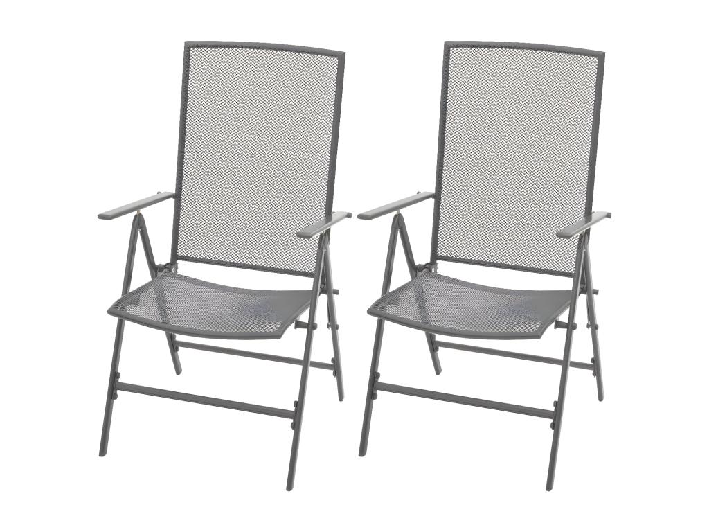 Stackable garden chairs, set of 2, steel, grey