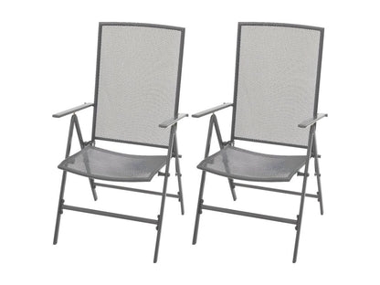 Stackable garden chairs, set of 2, steel, grey