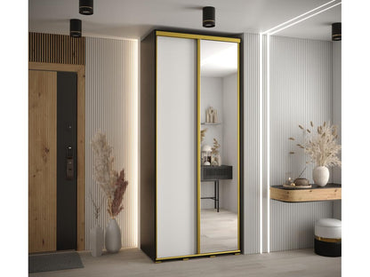 Homzora 3 Sliding Door Wardrobe 235.2/110/45 2 Doors Black/White/Gold
