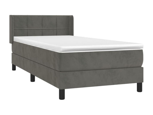 Upholstered bed base and mattress, Dark Grey, 90x200 cm, Velvet