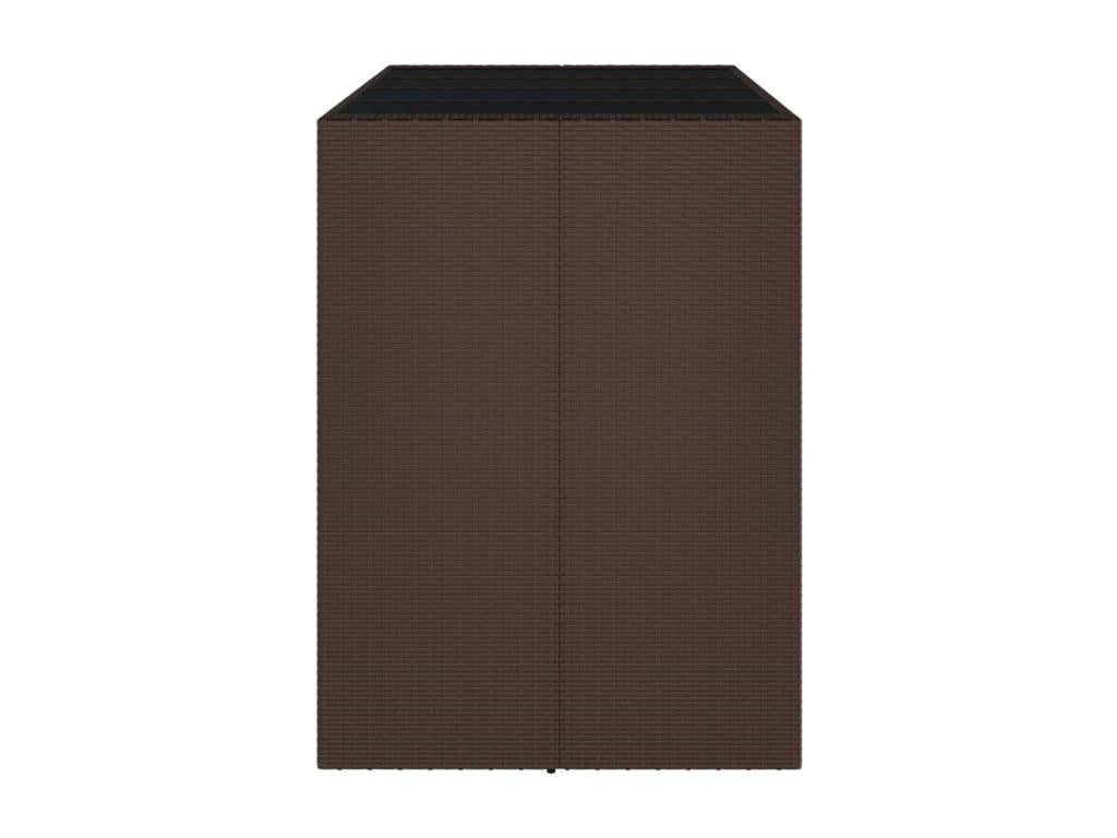 Bar table with brown glass top, 145x80x110 cm, poly rattan