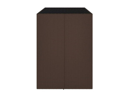 Bar table with brown glass top, 145x80x110 cm, poly rattan