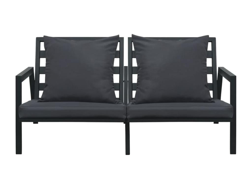 5-piece garden furniture set with cushions, dark grey aluminum
