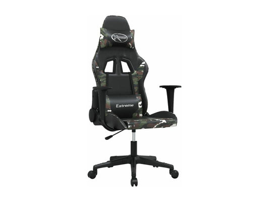 Black and camouflage faux leather gaming chair