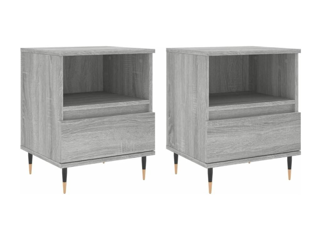 Meubiana bedside tables, 2 pcs, grey, 40x35x50 cm, engineered wood