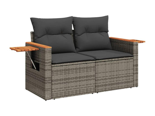 6-piece garden furniture set with grey resin wicker cushions
