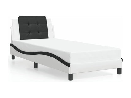 Bed frame with LED lighting, mattress not included, white and black, 100x200 cm