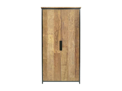 Homzora 2-Door Buffet, 100 cm Wide, in Recycled Teak and Black Metal