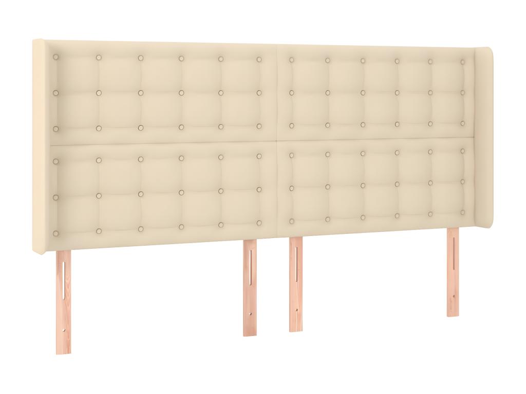 Headboard with wings, Cream, 203x16x118/128 cm, Fabric