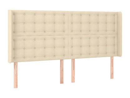 Headboard with wings, Cream, 203x16x118/128 cm, Fabric