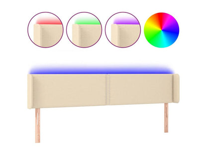 Cream LED Headboard 203x16x78/88 cm Fabric