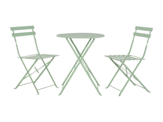 Folding bistro table and chairs for balcony or terrace - 2 seats - Green - Homzora