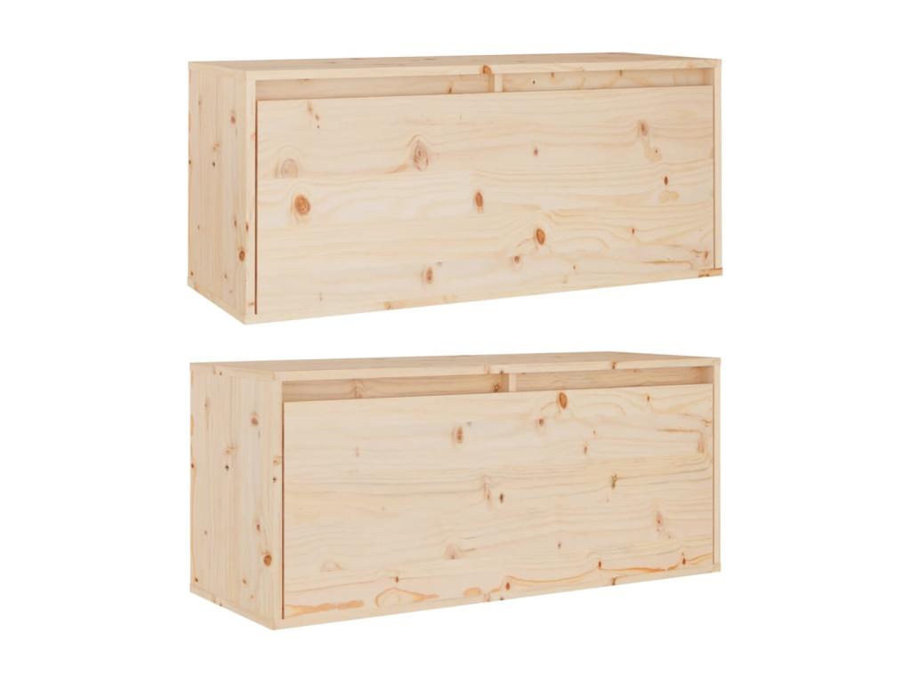 2-piece wall cabinets, 80x30x35 cm, solid pine wood