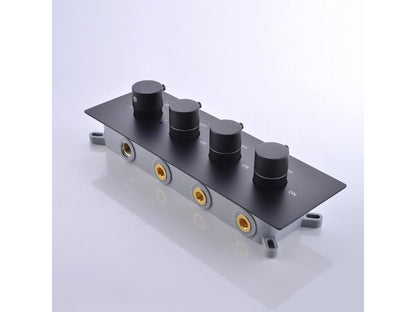 Ceiling-mounted thermostatic shower unit with LED lighting - Black