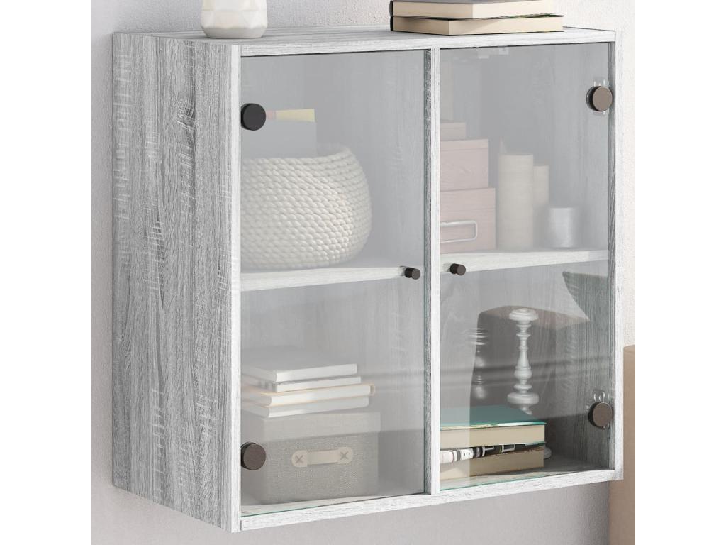 Meubiana wall cabinet with glass doors, grey, 68x37x68.5 cm